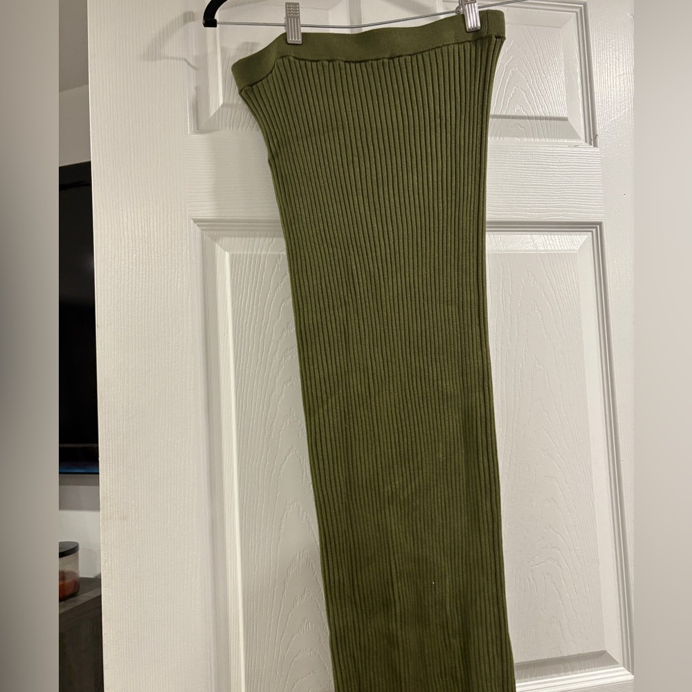 Olive Green Ribbed Knit Dress